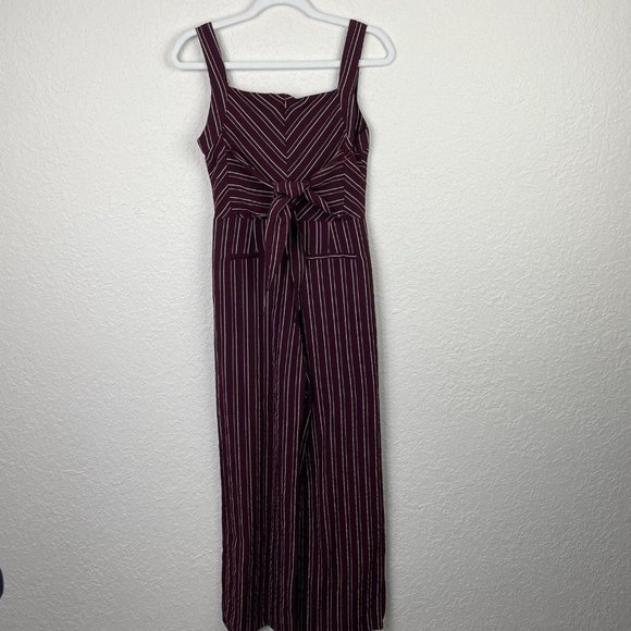 PAPERMOON Womens M Contrasting Stripe Tie Front Jumpsuit Pockets Back Zip - Picture 8 of 10